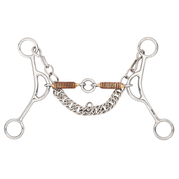 BAR H EQUINE Western Gag Bit with Copper Wire Wrapped Mouthpiece & Life Saver Link